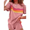 Amazon Cross-Border 2025 Novo Estilo Roupa de Casa para Mulheres, Estilo Simples Europeu e Americano, Conjunto Fashion de Shorts de Manga Curta Casual