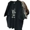 Camiseta de Algodão Puro Estilo Americano Retrô Desenho Animado Redutora de Idade Manga Curta Transfronteiriça Feminina Primavera e Verão Novo Solta de Algodão Puro Meia-manga Top Tendência
