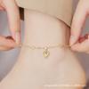 Tobillera Francesa Nueva de Oro de 18K con Cristal de Amor para Mujer de Acero de Titanio No Descolorante Joyería Moda Suave Versátil Para Regalar