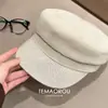 Gorra Newsboy Informal de Mezclilla Simple Coreana Moda Retro de Ala Plana Versátil Gorra de Calle Gorra Newsboy Gorra Azul Marino Gorra de Pintor