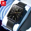 Reloj Marca Oris Nuevo Popular Cuadrado Rayas Ultra Delgado Cuarzo Impermeable Luminoso Reloj para Hombre Reloj de Hombre