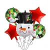 Globos de Papel de Aluminio Navideños Transfronterizos Bastón de Santa Claus Copo de Nieve Globos de Papel de Aluminio Juego de Cinco Piezas Globos de Decoración para Fiesta