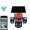 Cámara V380 de Tres Lentes Alimentada por Energía Solar 8MP Alta Definición Wifi/4G Visión Nocturna Monitoreo Remoto Seguridad Exterior