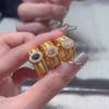 Anillo Huevo de Paloma Exagerado Moldeado Europeo y Americano Edición Ancha Diamante Nueva Raya Piedra Natural 2025