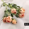Rosa Artificial de 7 Cabeças com Borda Queimada Flor Artificial Arranjo Floral para Sala de Estar de Casa Decoração Floral para Casamento ao Ar Livre Atacado