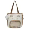 Bolso de Hombro Estilo Universitario de Alto Valor Estético Bolso Cruzado Chica Suave Bolso Grande para Niña Yum Pain Bag Gato Lindo Bolso Transparente