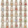 30 Peças Sacos de Presente de Natal de Juta Sacos de Doces Infantis Sacos de Boneco de Neve Rena Sacos com Cordão para Festa