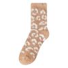 Meias de Veludo Coral para Mulheres Amazon Cross-Border Inverno Estampa de Leopardo Espessadas Não Soltam Fios Meias para Dormir em Casa Meia de Cano Médio para Chão