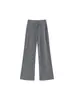 Calça esportiva reta cinza escuro para mulheres, nova calça de moletom fitness estilo coreano para outono, cintura alta, corte solto, modeladora, calça de perna larga com cordão