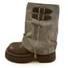 Botas de Motocicleta Martin para Mujer de Suela Gruesa Versátiles de Nicho Celebridad de Internet Retro 2026 Otoño Cremallera Lateral Punta Redonda que Aumentan la Altura