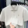 Polo Antibacteriano de Manga Corta 7A con Seda de Morera para Hombre Verano 2026 Nuevo Camiseta de Hombre de Solapa Bordada de Alta Calidad