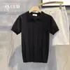 Venta Directa de Fábrica Seda de Hielo Manga Corta para Hombre Verano Nuevo Delgado Negocios Hombre Tops Atractivo Cuello en V Camisa Polo de Punto