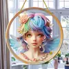 Letrero Colgante de Disco Plano Acrílico Creativo Transfronterizo con Imagen de Princesa Fantasía Cuento de Hadas Belleza, Decoración de Ventana Atrapasoles, Letrero de Porche
