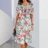 Vestido de verão soltinho com gola redonda, estampa floral 3D digital elegante, novo e fresco, 2024, venda transfronteiriça, manga curta