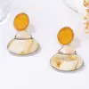 Para Transfronterizos Franceses Retro Elegantes Elegantes Aleación Resina Geométricos Pendientes de Botón Versátiles Diarios Pendientes de Mujer