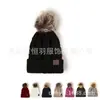 Nuevo sombrero de lana de punto cálido para mujer, moda otoño e invierno, pompón de pelo de mapache, color mixto, estilo coreano, sombrero de copa simple