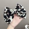 Grampo de cabelo grande com estampa de leopardo transfronteiriça europeia e americana, grampo de cabelo meio amarrado para mulheres, grampo de cabelo de mola, grampo de cabelo com diamante completo