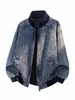 Chaqueta de otoño nueva de trabajo pesado lavada para hombre de comercio exterior transfronterizo, estilo vintage con diseño de patchwork, corte holgado, estilo callejero retro americano