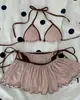 Aliexpress Transfronterizo Europeo y Americano Sexy Diosa Retro Floral Bikini de Tres Piezas Traje de Baño Bikini Traje de Baño para Mujer