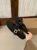 Sapatos peludos estilo chique para mulheres, calçados de inverno para exterior, forrados com pelúcia, quentes, sapatos de algodão com sola plana, mocassins slip-on Mary Jane com estampa de leopardo