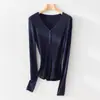 Jelly de Leite Doce de MariscosMalha Slimming Cintura A4 Leve Confortável Lã de Seda de Amora Gola V Malha Canelada Camiseta Base