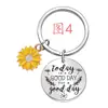 Llavero europeo y americano transfronterizo girasol anima llavero de acero inoxidable para enviar a niños a novias con letras de regalo a mano