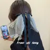 Pañuelo Cuadrado de Cuadros Estilo Coreano Scrunchie Lazo para Cola de Caballo Baja Cuerda para el Cabello Diadema Fresco y Dulce