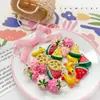 Colgante de Pato de Dibujos Animados Esmaltado en Aleación Pintado a Mano Mini Fruta Cadena para Teléfono Pulsera Pendientes Collar DIY