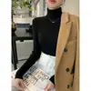 Suéter de gola alta super bonito feminino outono e inverno novo estilo peça de baixo justa ao corpo mostra a silhueta fina malha grossa camisa base
