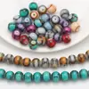 Novas Contas de Luz com Padrão de Tinta de 8mm Contas Redondas Furo Médio Contas de Vidro Lisas Acessórios para Joias Pulseiras Brincos