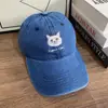 Boné de Baseball Bordado de Gato Fofo Estilo Japonês para Mulheres, Novo Modelo de Primavera, Jeans Lavado, Aba Macia, Aba Larga, Chapéu Bico de Pato Versátil