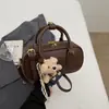 Bolsa Feminina Exclusiva 2026 em Couro com Padrão Lichia, Textura Vintage, Pequena Bolsa de Mão Quadrada, Bolsa Multifuncional de Ombro e Transversal