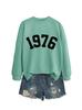 Amazon Ebay Estación Independiente Impresión Digital Simple Mujer 1976 Otoño e Invierno Nuevo Sudadera Fondo Exportación Transfronteriza