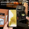 Funda tipo libro de cuero con tacto de piel Samsung S24/S23/S22 con tarjetero, soporte y cubierta protectora de negocios anticaída
