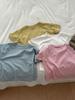 Verano Estilo Coreano Casual Color Sólido Combinable Camiseta de Manga Corta Lavada Cómoda Básica Delgada para Hombre y Mujer y Niños