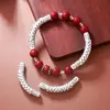 Plata pura 999 vintage 3D plata dura estilo chino forma de pez koi pulsera media curva, pulsera media forma de pez "abundancia cada año" accesorio de tubo de plata