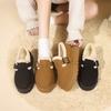 Zapatos de suela gruesa y peludas para mujer, novedad de 2024, con forro polar integrado, punta redonda, cálidos y casuales, de algodón.