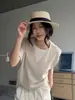 Old Money New Rich Tricô de Linho Lyocell Falso Duas Peças Masculino Feminino Caimento Relaxado Verão Suéter Respirável Camiseta de Manga Curta