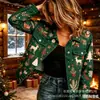 Nueva chaqueta vaquera corta de algodón puro Navidad otoño e invierno estampado 3D personalidad moderna top ajustado para mujer