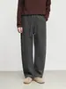 Pantalones Casuales Rectos Forrados de Polar para Hombre Otoño Invierno Holgados con Caída Color Sólido Pierna Ancha Modernos Largos