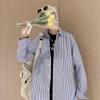 Camisa de manga comprida listrada pequena estilo japonês, meninos, verão 2024, estilo Hong Kong, moda, camisa solta vertical