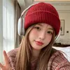 Gorro de lana tejido estilo coreano, cálido y adecuado tanto para hombres como para mujeres, perfecto para la moda urbana de otoño e invierno, diseño retro, color liso, y hace que la cara se vea más pequeña