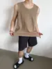 Verano 2025 Nuevo Estilo Estilo Perezoso Casual Holgado Camiseta sin Mangas con Agujeros Chaleco Sudoroso Chaleco de Color Puro para Hombre Ropa Interior