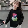 Estilo Novo Primavera e Outono Solto Gola Redonda Roupa Íntima Moda Infantil Feminina Camiseta de Algodão Puro Manga Longa para Crianças Maiores Tendência Top Feminino