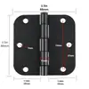 Bisagra de Esquina Redondeada Americana Negro Mate Plástico Bisagra de Hierro a Ras 3 pulgadas 3.5 pulgadas 4 pulgadas Esquina Redondeada Grande Bisagra para Puerta y Ventana Residencial