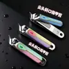 Cortador de Unhas Médio Plano Jinda V9, Faca de Manicure com Ponta Inclinada em Aço Carbono, Par Combinando de Cortadores de Unhas Planos com Ponta Inclinada