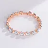 Pulseira de Alta Qualidade Pulseira de Cristal Azul Pulseira Europeia e Americana Acessível Luxo Elegante Estilo Frio Pulseira de Liga Leve Feminina Fábrica Atacado