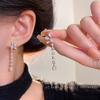 Aretes de borla de circonio de garra de alta calidad con aguja de plata 925 para mujer, temperamento de nicho de lujo ligero, aretes largos, aretes adelgazantes para rostro redondo