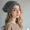 Gorro cálido, gorro de street dance, gorro de lana tejido de dos tonos a la moda, gorro plisado, gorro multicapa, gorro de AliExpress, gorro para poner, rojo