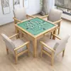 Mesa de Mahjong de Madera Maciza Mesa de Comedor de Doble Uso Frotado a Mano Casual para el Hogar Mesa de Ajedrez Cuadrada Combinación de Mesa y Silla de Póker y Ajedrez